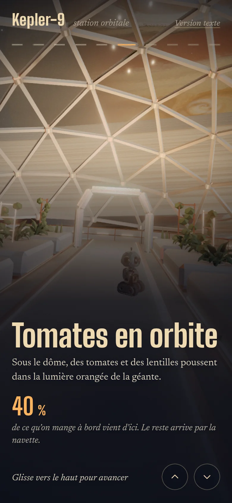 Sur téléphone, la serre de la station sous son dôme.